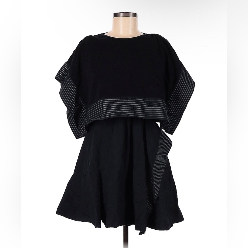 3.1 Philip Lim black poncho dress with smocking details size 4